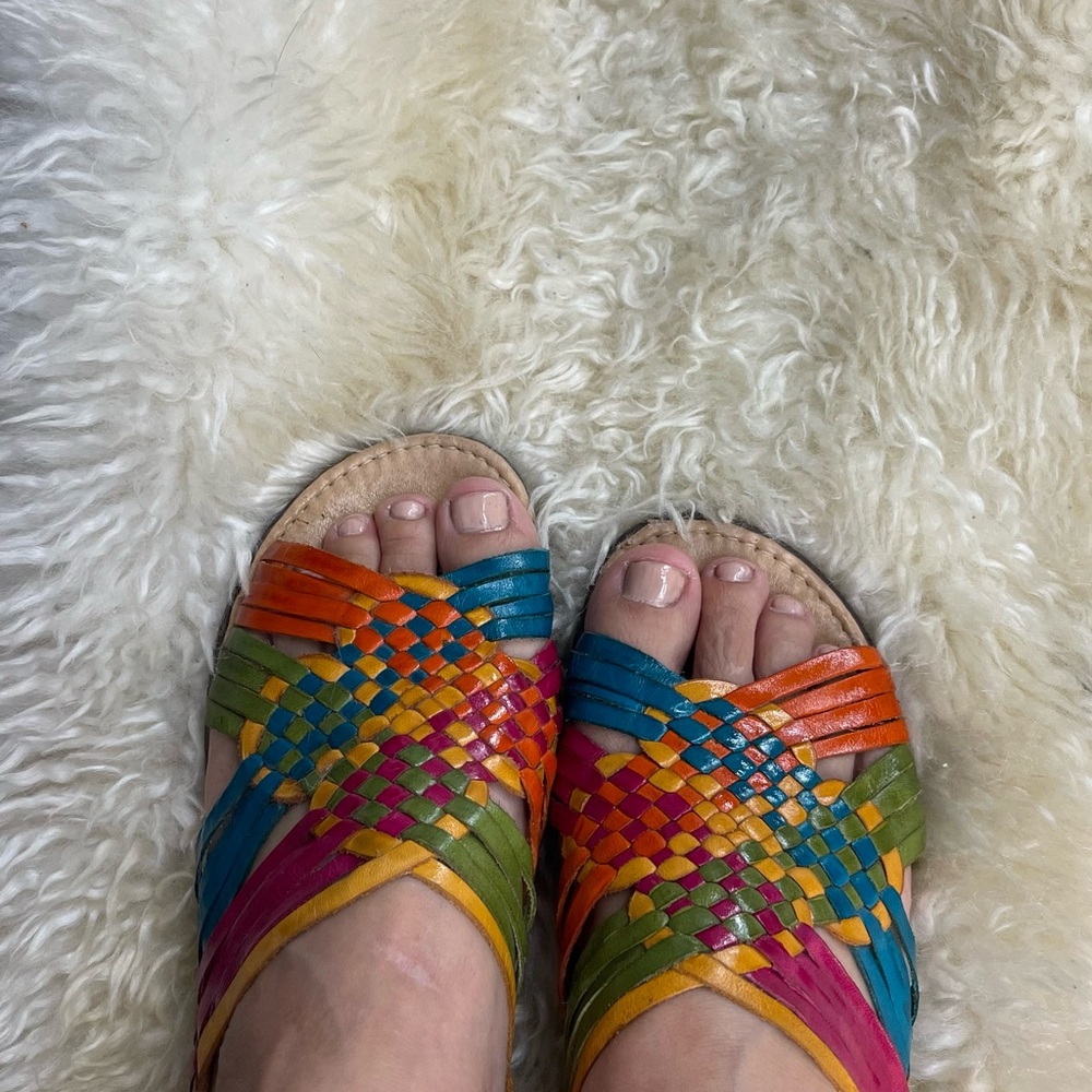 💯 leather Colorful Woven Women's Sandals